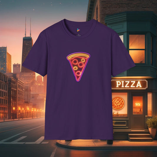 "Neon Pizza Slice" Unisex Soft-Style T-Shirt
